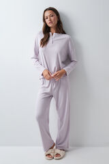 Women'secret Pijama comprido de riscas malva rosa