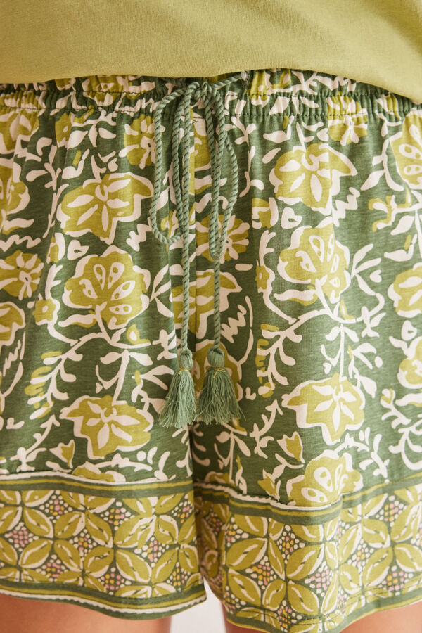 Womensecret Short cotton Eastern floral pyjamas  green