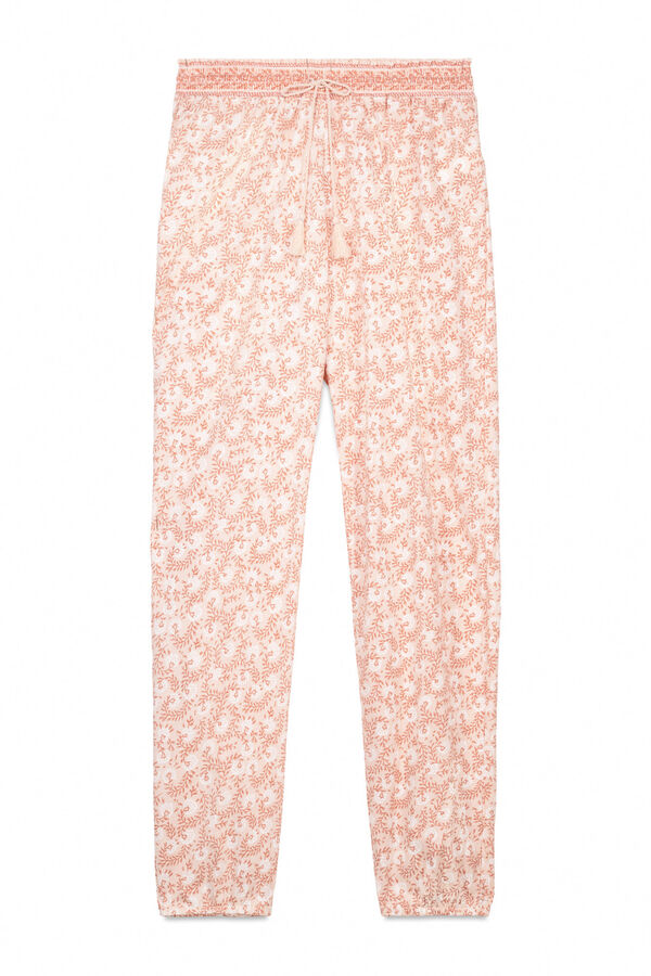 Women'secret Pantalón skinny 100% algodón flores naranja naranja