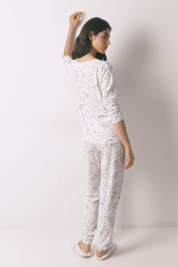 Women'secret Pijama comprido canelado soft estampado Moomin branco branco