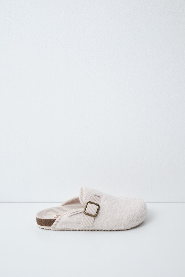 Women'secret Chinelos de quarto tamanco borrego bege