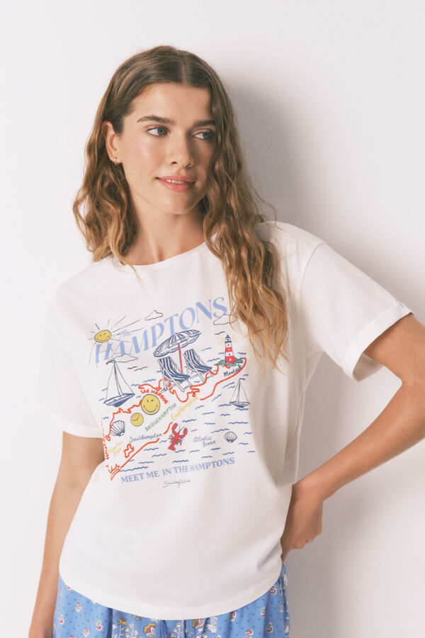 Women'secret T-shirt Smile Off White Algodão bege