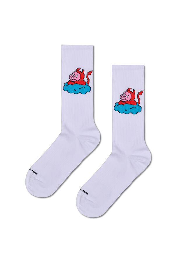 Happy Socks Meias de Porco Mau  branco
