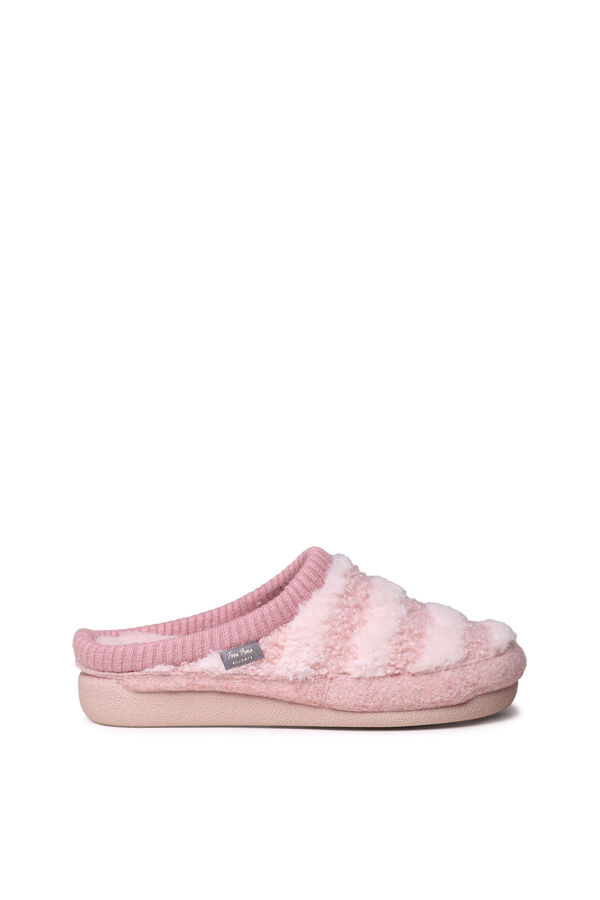 Womensecret Zapatilla casa tipo zueco fieltro rosa