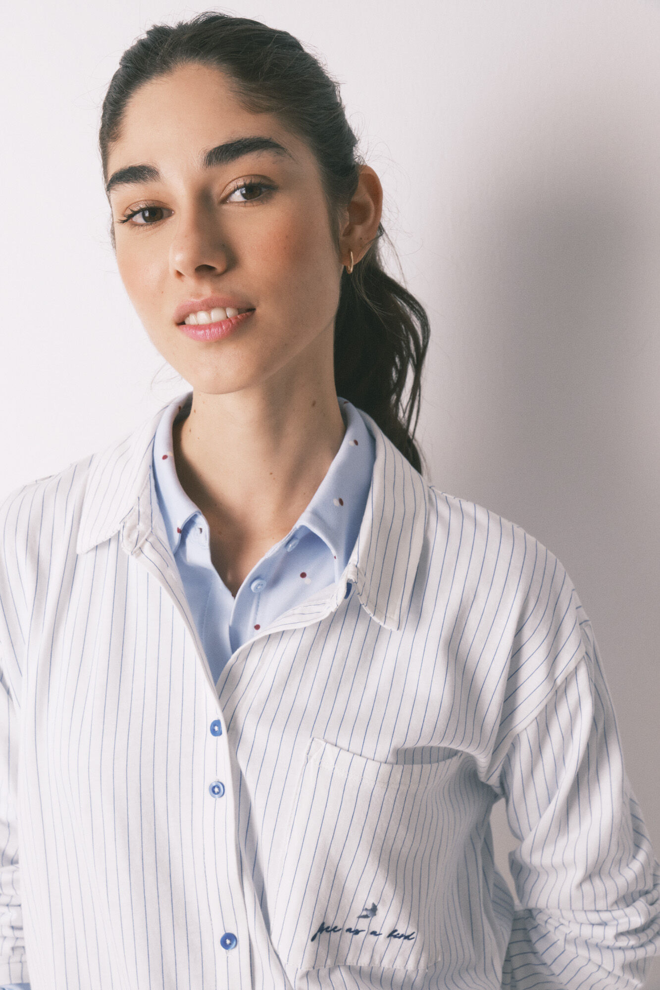 Women'secret Pijama camisero largo 100% algod&oacute;n blanco rayas