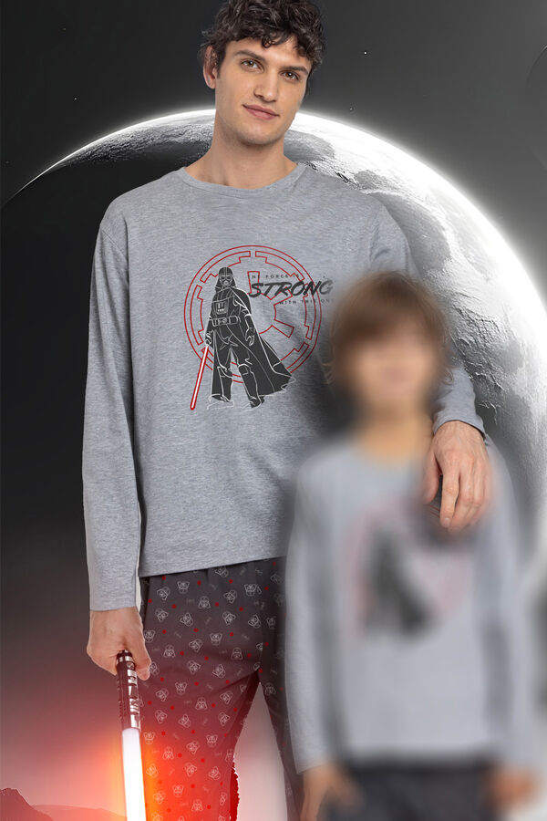 Admas Pijama comprido estampado Star Wars para homem cinzento