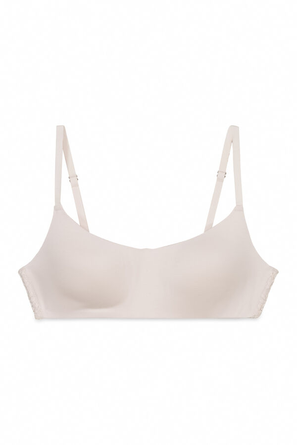 Women'secret Soutien top com enchimento e renda rosa rosa