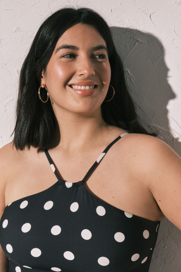 Women'secret Fato de banho modelador preto e estampado &agrave;s bolinhas  preto