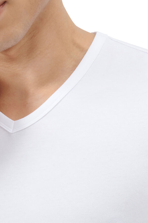 Adidas Pacote com 2 camisetas para homem de algodão elástico com gola em bico branco
