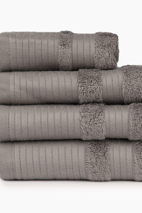 Textura Toalha banho friso algodão bambu 100 x 150 cm. cinzento