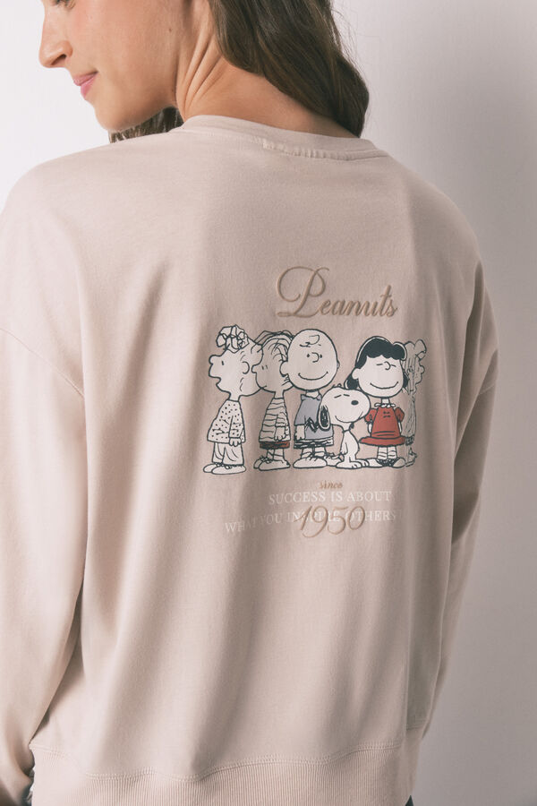Women'secret Pijama comprido Snoopy 100% algodão bege cru