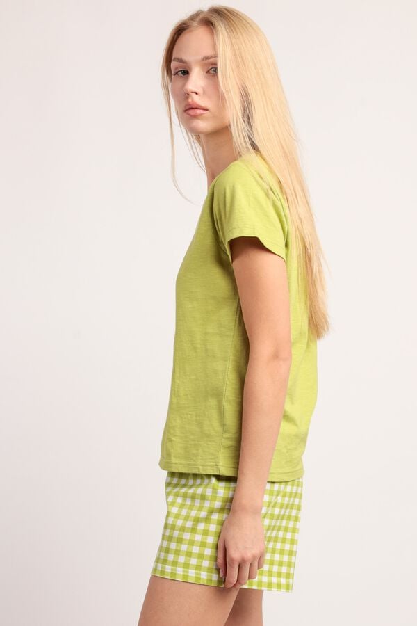 Admas Pijama curto de ver&atilde;o vichy mood verde