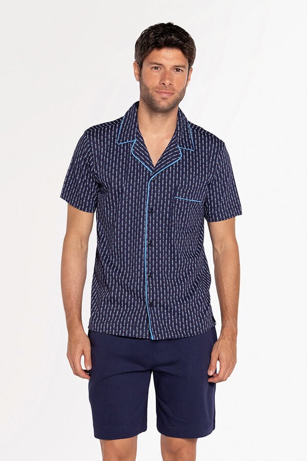 Punto Blanco Conjunto pijama curto camiseiro em 100% algod&atilde;o azul