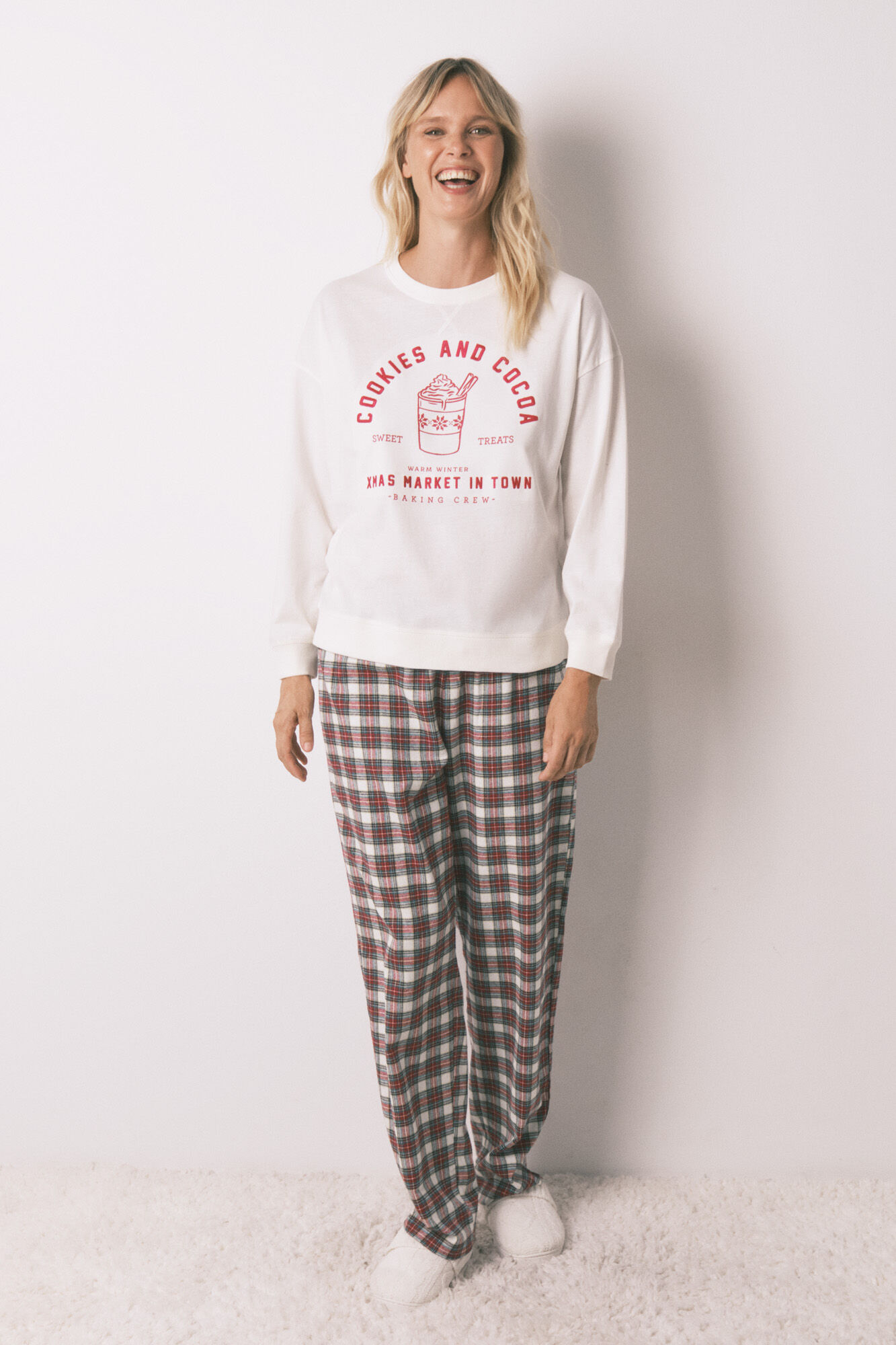 Women'secret Pijama comprido 100% algod&atilde;o xadrez