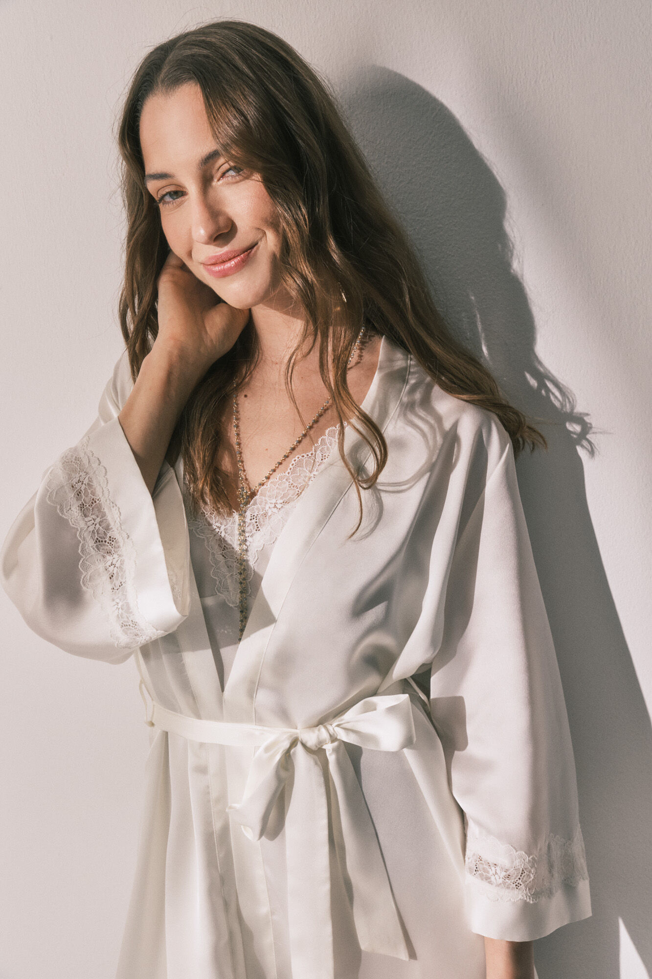 Women'secret Robe comprida em cetim bege