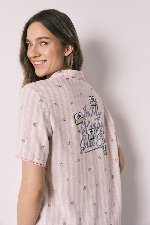 Women'secret Pijama camiseiro comprido &agrave;s riscas Keroppi bege