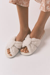 Women'secret Chinelos de quarto de borrego branca