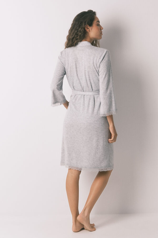 Women'secret Roupão robe de maternity em tecido pointelle cinza escuro cinzento