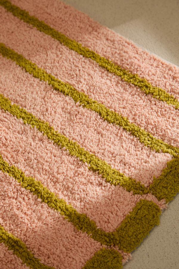 Calma House Tapete de banho &agrave;s riscas rosa Saturno 50x70 rosa