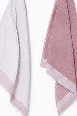 Textura Conjunto 2 panos de cozinha friso 100% algodão rosa