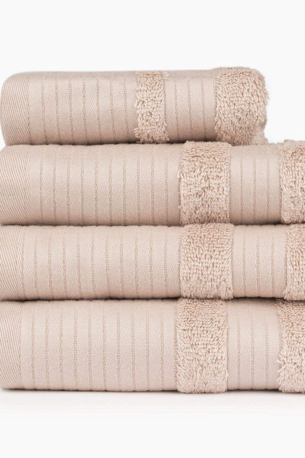 Textura Toalha toucador friso algodão bambu 30 x 50 cm. bege