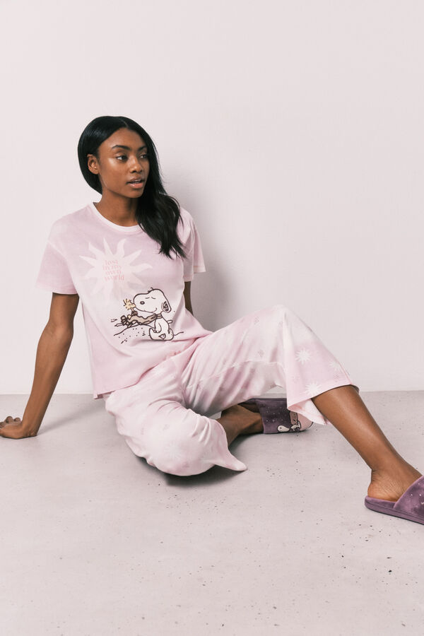 Women'secret Pijama Snoopy capri em algod&atilde;o rosa