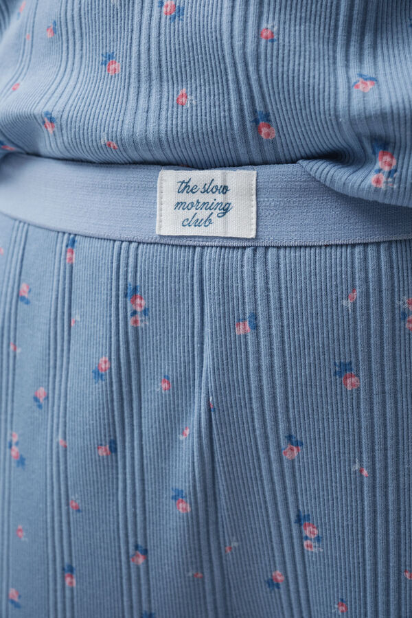 Women'secret Pijama largo algod&oacute;n multiflores azul
