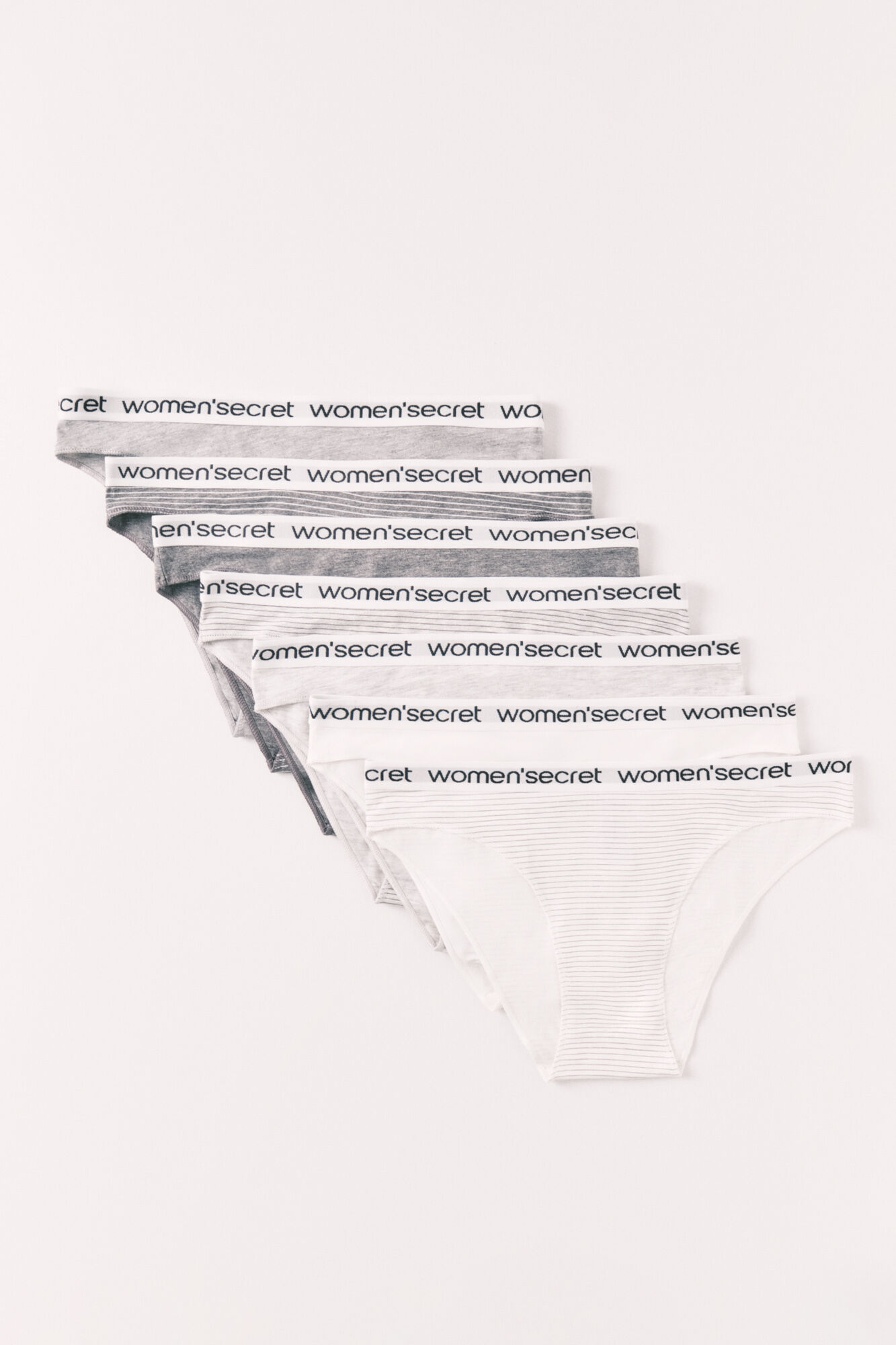 Women'secret Pack 7 bragas cl&aacute;sicas algod&oacute;n logo rayas
