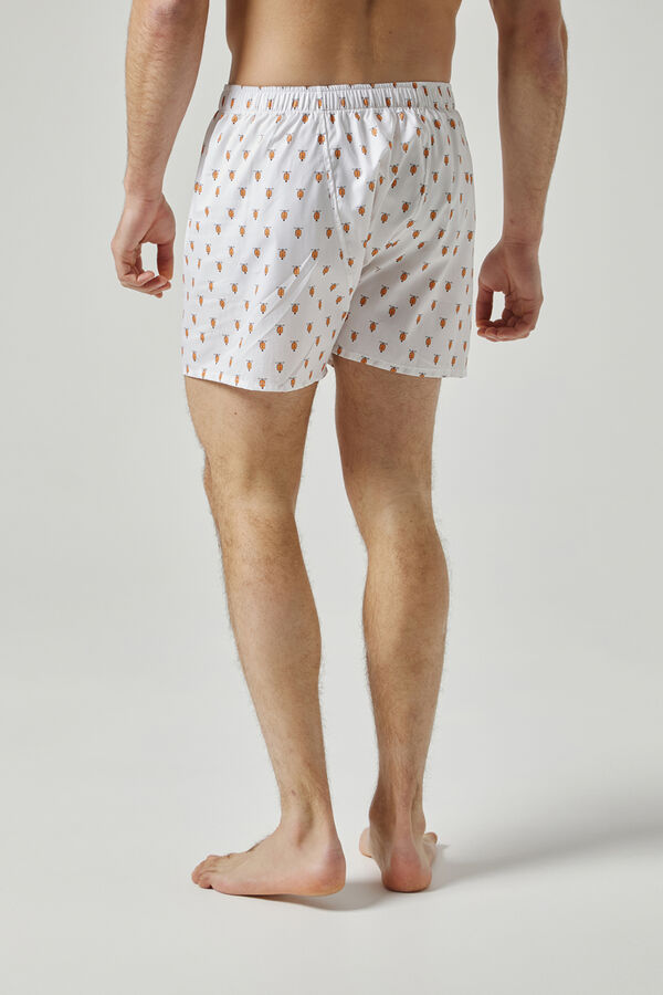 Kiff-Kiff Boxer em algod&atilde;o estampado mota laranja branco