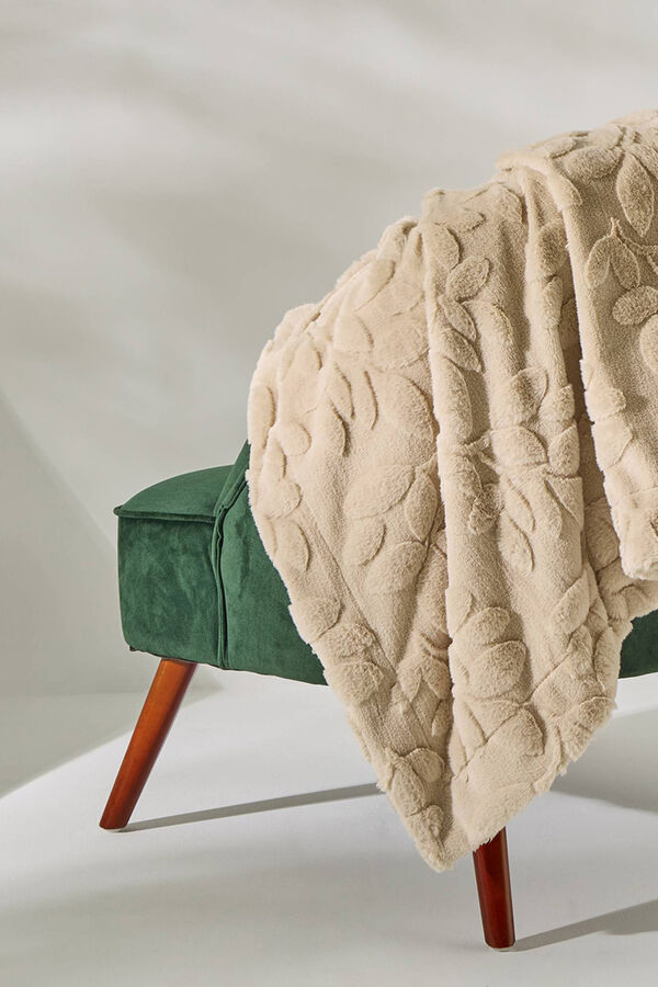 Textura Manta de polar com flores bege