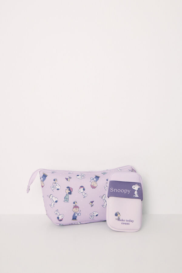 Womensecret Medium lilac neoprene Snoopy toiletry bag pink