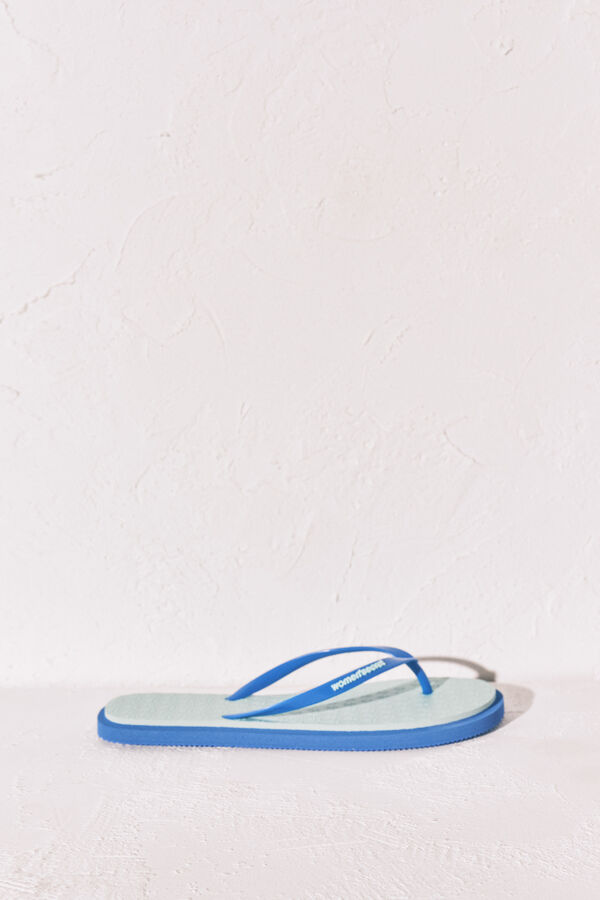Women'secret Chinelos de dedo com textura floral azul verde