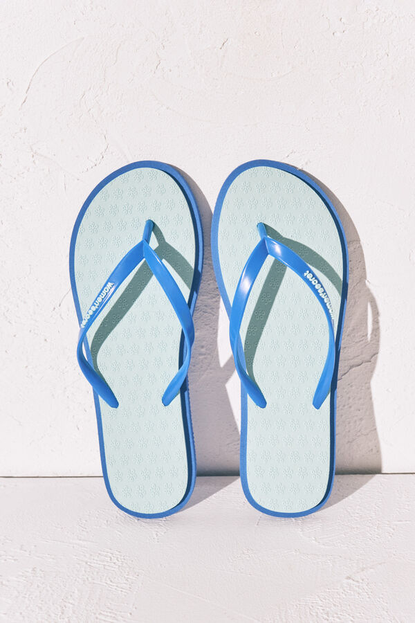 Women'secret Chinelos de dedo com textura floral azul verde
