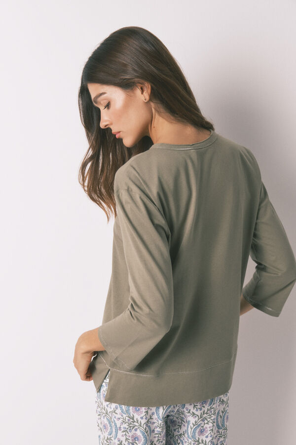 Women'secret Camiseta manga ¾ 100% algodón kaki  kaki