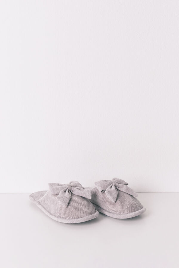 Women'secret Chinelos de quarto fechadas de chenille cinza cinzento