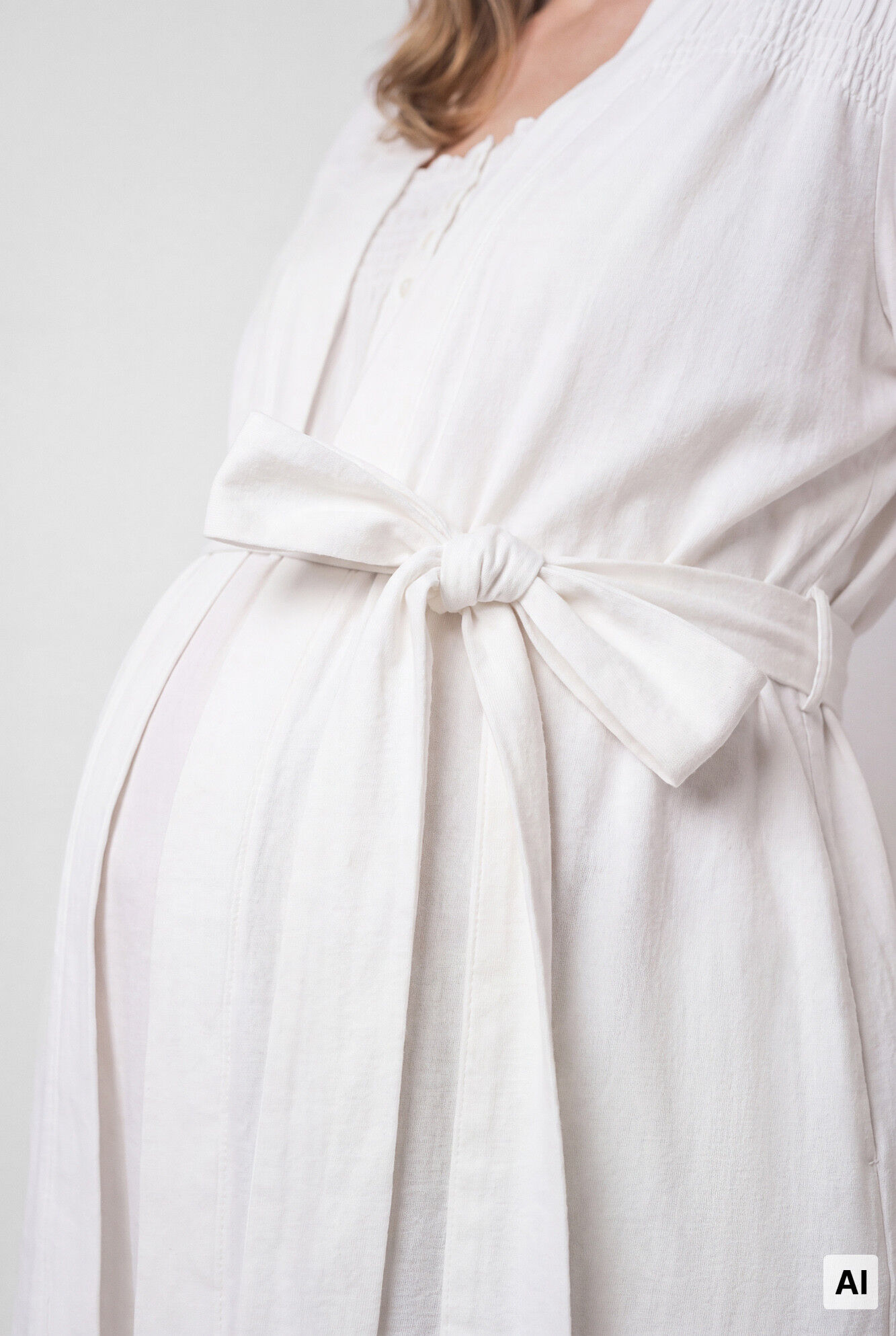 Women'secret Robe em algod&atilde;o com cinto branco