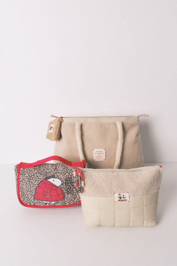 Women'secret Grande bolsa acolchoada bege do Snoopy bege