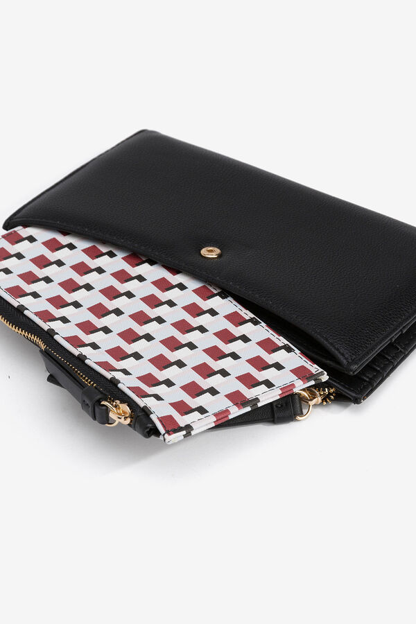 Vilanova Carteira com bolsinha estampada preto
