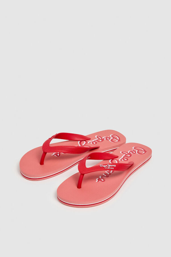 Pepe Jeans Chinelos de tiras largas com sola &agrave;s riscas borgonha