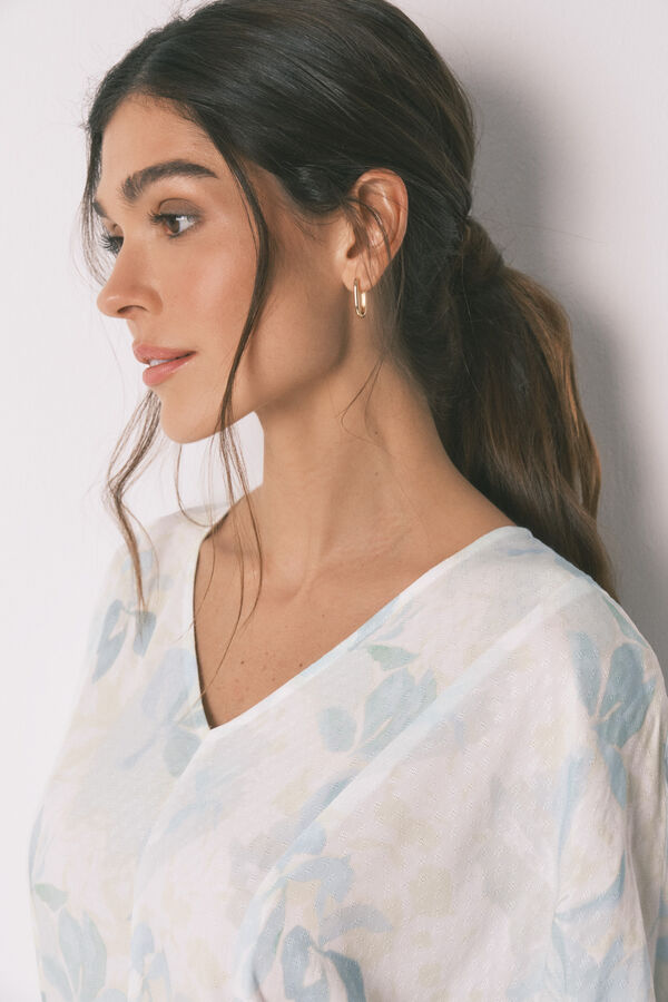 Women'secret Camisa de dormir comprida cruzada cinto bege
