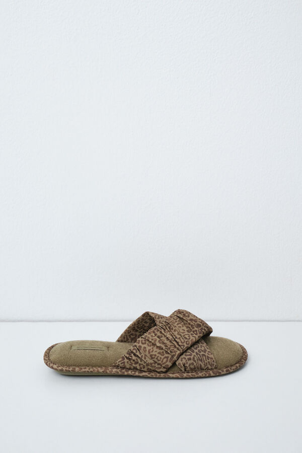 Women'secret Pack de viagem chinelos de quarto animal print caqui