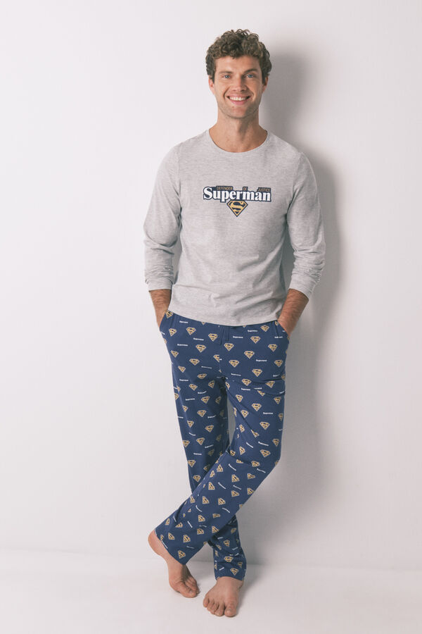 Women'secret Pijama comprido Superman cinza 100% algodão  cinzento