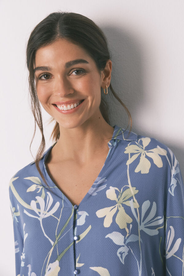 Women'secret Pijama camiseiro estampado flores azul