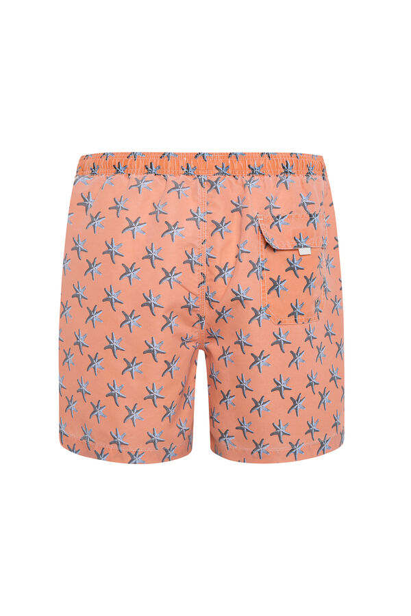 Kiff-Kiff Fato de banho bermuda laranja com lavagem estrela-do-mar vermelho