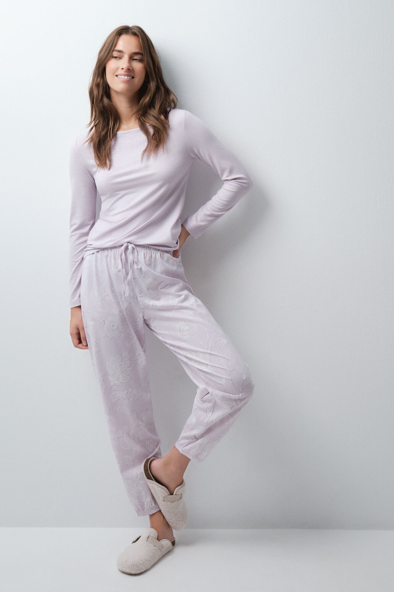 Women'secret Pijama comprido com folhos estampado floral