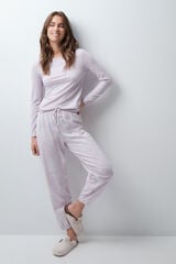 Women'secret Pijama largo fruncido flores morado/lila