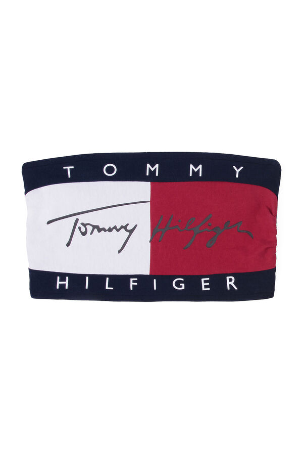Tommy Hilfiger Top biqu&iacute;ni bandeau estampado bandeira Tommy Hilfiger azul