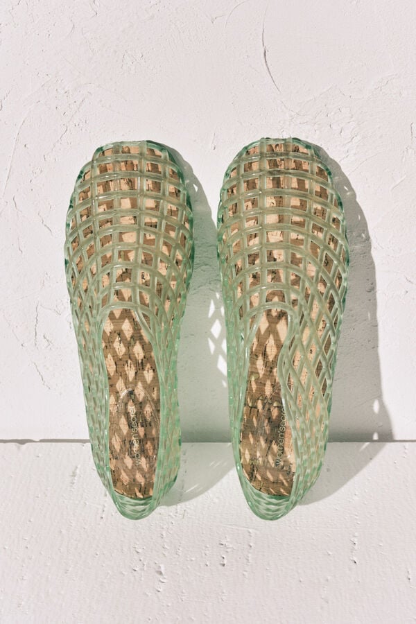 Women'secret Sand&aacute;lias jelly com efeito rede verde verde