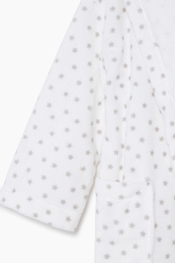 Textura Albornoz niños rizo 100% algodón estrellas  beige