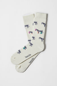 Besocks Meias altas de zebra Besocks em algodão orgânico off-white